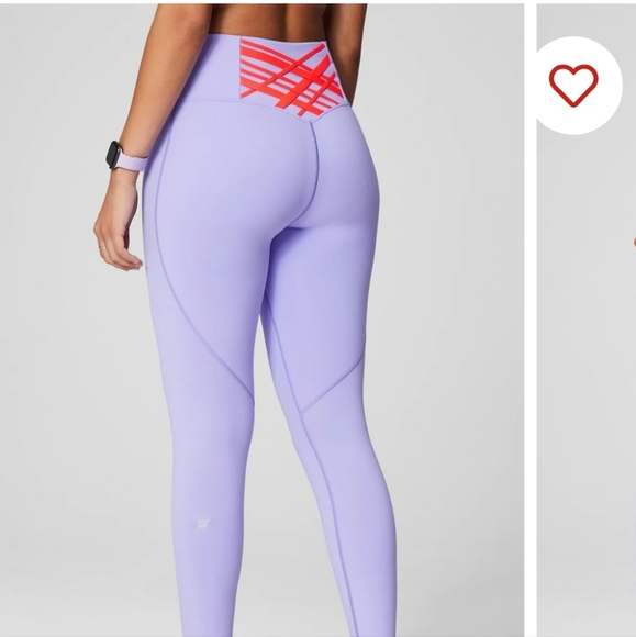 NWOT! Fabletics Boost Powerhold high waisted legging Color: FIELDS OF LILAC/NEON - Picture 2 of 6